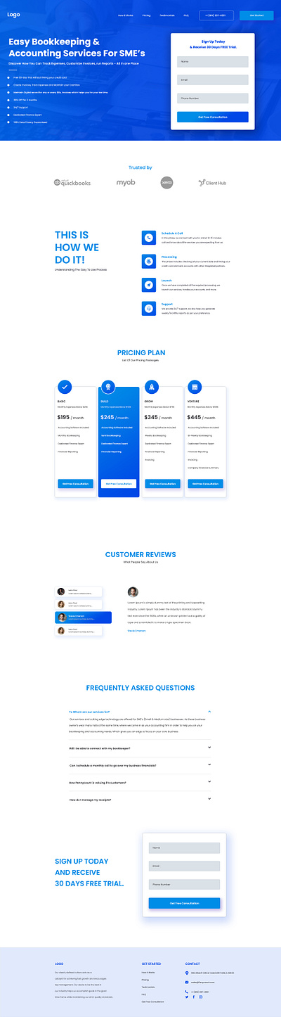 Bookkeeping Service - Sales Funnel Landing Page (Light theme) branding google adwords optimized graphic design landing page modern salesfunnel ui web design web ux