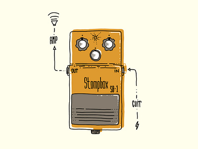 Guitar Distortion pedal - t-shirt illustration awesome band cool design distortion gear guitar illustration music musician pedal player sound t shirt