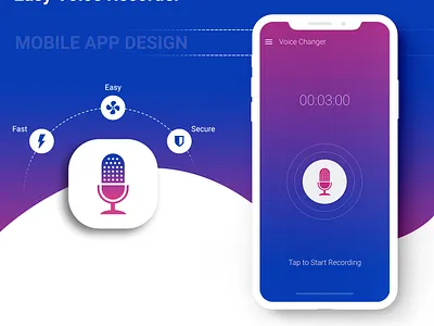 Easy Voice Recorder - Application animation branding design graphic design illustration typography ui ux vector