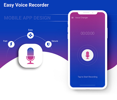 Easy Voice Recorder - Application animation branding design graphic design illustration typography ui ux vector