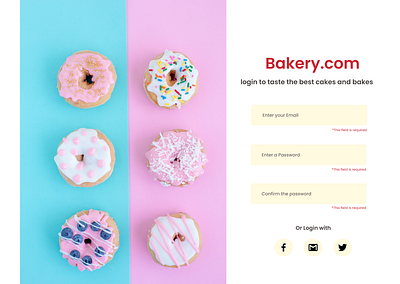 Simple Sign up page bakery figma signup ui ui design website