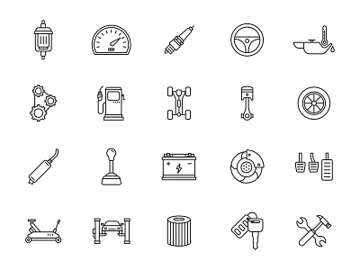 Car Parts Vector Icons car car icon car parts car vector design download free download free icon freebie graphicpear icon download icon set vector icon