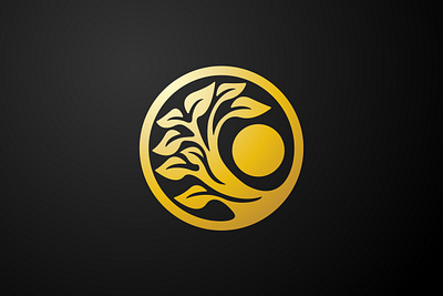 Golden Tree of Sun Logo branch branding circle design exclusive gold golden growth illustration leaf leaves logo luxury natural nature plant shine sun tree vector
