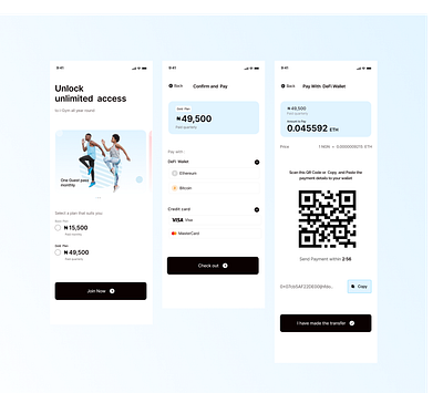 i-Gym Fitness App- Pricing plan and crypto payment design mobile mobile app ui uidesigner ux