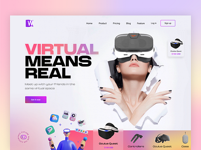 Virtual Reality Landing page agency ar augmented reality bitcoin blockchain business creative creative design design dribbble figma landing page metaverse nft ui user experience user interface virtual reality vr