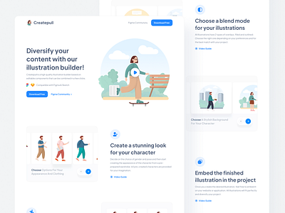 Createpull Landing clean creative design free homepage illustration landing page ui uiscore ux web