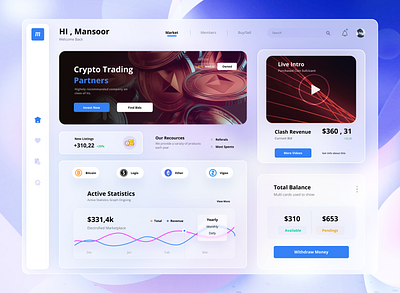 Crypto Dashboard Design concept dashboard design figma idea illustration mansoor page skratch ui uiux unlikeothers webdesign