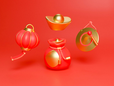 Happy New Year 3d blender chinese festival design illustration