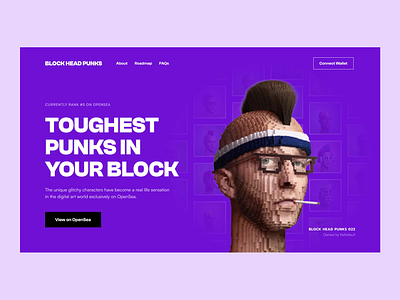 BLOCKHEADPUNKS NFT - Hero Concept blockchain crypto ethereum hero landing page nft opensea token web design website website design