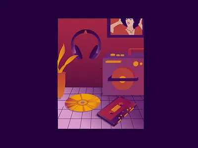 Music Related Illustration 3d cassette design gradients graphic design illustration illustrator magenta poster vectors