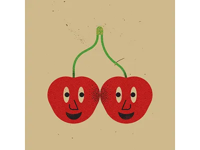 Cherries cherries digitalart digitaldesign fruit graphicdesign illustration illustrator mid century mid century illustration retro retro illustration texture vector vintage illustration