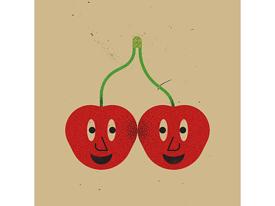 Cherries cherries digitalart digitaldesign fruit graphicdesign illustration illustrator mid century mid century illustration retro retro illustration texture vector vintage illustration