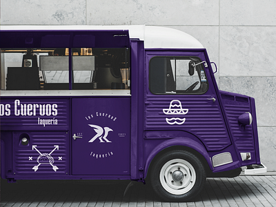 Los Cuervos Food Truck brandidentity branding comidalogo cuervoslogo design foodlogo foodtruck graphic design logo logodesign logotype mexicanfoodlogo mexicanlogo purplelogo ravenlogo tacoslogo