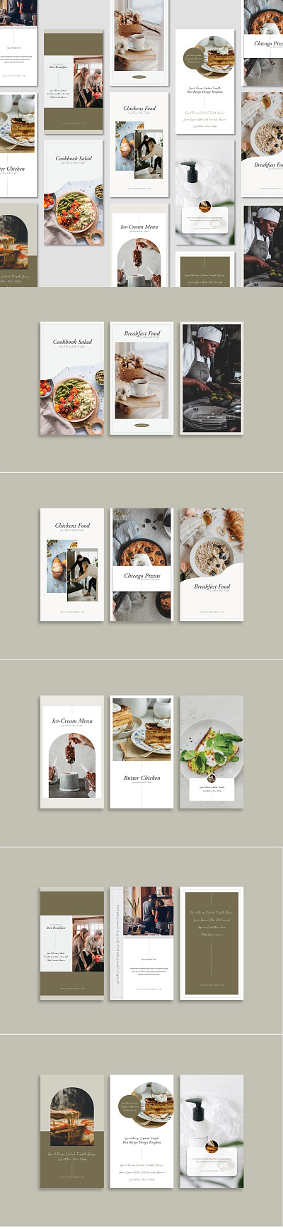 Food Instagram Stories Template book breakfast cookbook layout recipe restaurant