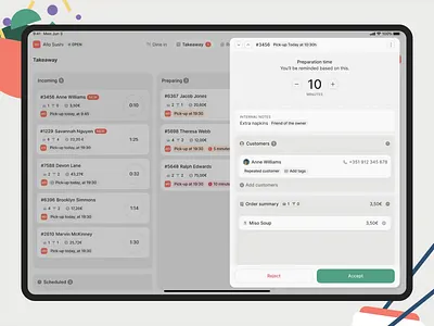 Kanban style dashboard. components dashboard design food illustration inter interactions interface ipad kanban motion pos product productivity restaurants significa takeaway terminal ui ux
