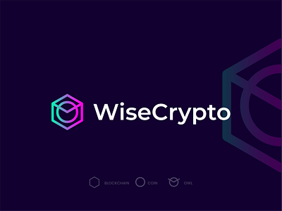 wisecrypto bird blockchain branding clever coin creative crypto design invest investment logo minimal modern nft owl simple wise