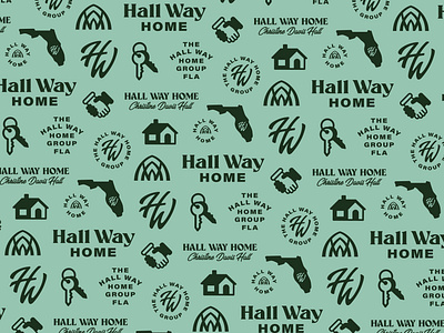 Hall Way Home Pattern badge brand branding design florida hall hand drawn home house illustration keys logo pattern property realtor realty set typography vector vintage