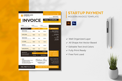 StartUp Invoice Payment Template graphic template invoice invoice template startup