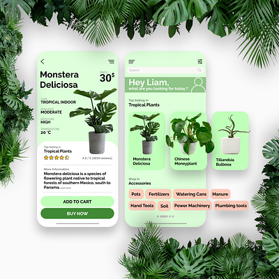 Plant Shop Mobile App UI app app design branding design ecommerce figma graphic design mobile app plants typography ui ux vector