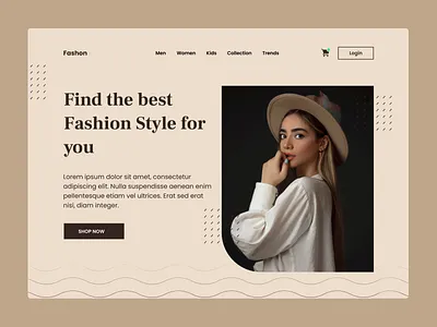 eCommerce Fashion Landing Page brown ecommerce fashion fashion web design landing page model website popular trending ui ux web design website yellow