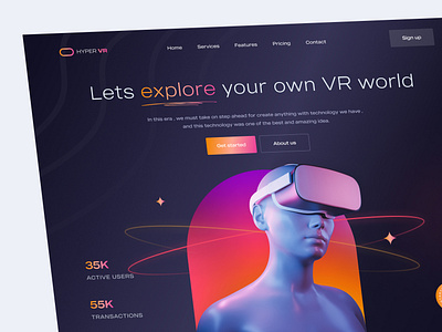 Hyper VR - Landing page 3d animation app app ui application design flat graphic design hero illustration landing landing page logo minimal motion graphics nft ui virtual vr website