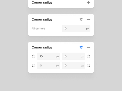 Light version of the corner radius control builder control corner figma no code tool ui ui design uiux ux ux design uxui visual builder