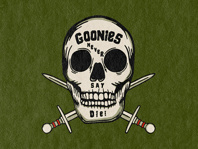 Goonies Never Say Die drawing goonies goonies never say die illustration movie movie art procreate skeleton skull swords the goonies vector