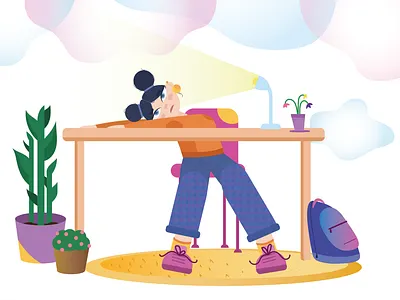Lazy teenage girl background character flat illustration lifestyle vector