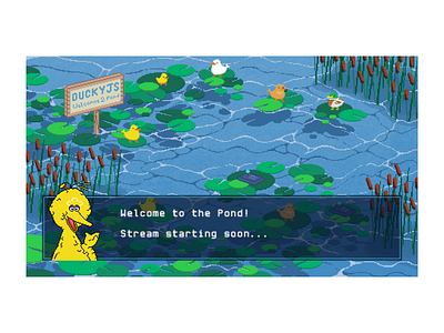 DuckyJS Stream Opener ducks graphic design illustration pixel art pixels pond typography water