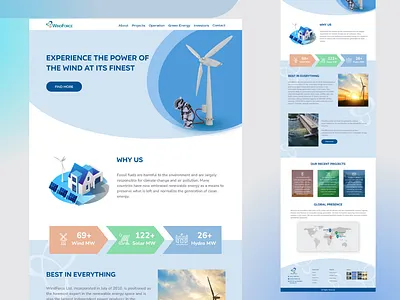 Re-Designed the web landing page of WindForce pvt ltd energy energywebsite landingpage solar uiux uiuxdesigner website wind windmill