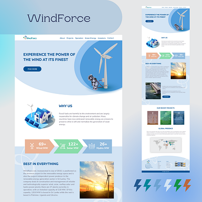 Re-Designed the web landing page of WindForce pvt ltd energy energywebsite landingpage solar uiux uiuxdesigner website wind windmill