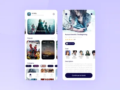 Movies - Mobile Apps 2022 animation black purple booking booking app cinema cinema app cinematic clean film graphic design minimal movie movie app movie poster movies purple star trend ui