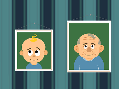 Дедушка и внук. Возрастные изменения design illustration vector адоб дизайнперсонажа