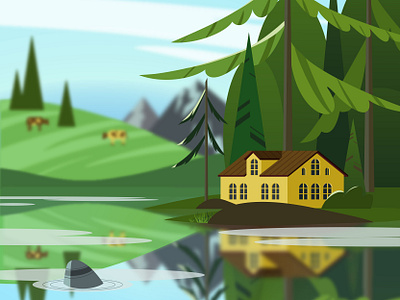 Летний пейзаж design illustration vector
