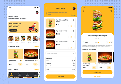Food Order App UI app design icon typography ui ux
