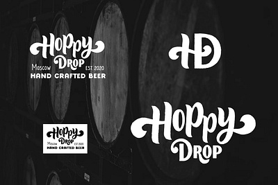 Hoppy drop - logo for hand crafted beer calligraphy handlettering lettering logo logotype wordmark