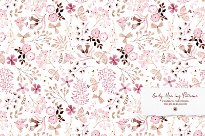 Early Morning Patterns Collection fabrics flowers seamless pattern watercolor