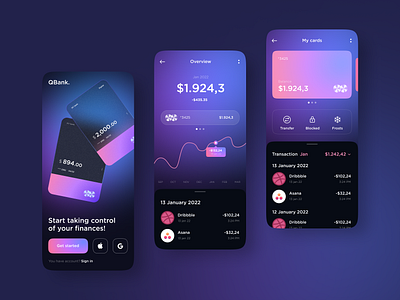 Bank app UI design concept app app design bank black daily dark mode design finance fintech landing page mobile ui web webdesign website white