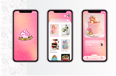 Cake order app design gra logo ui ux