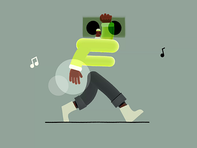 Bouncin around animation boombox bounce bouncing dance dancing fella frame framebyframe funk funky illustration loop man music procreate shadow speakers wave wavy