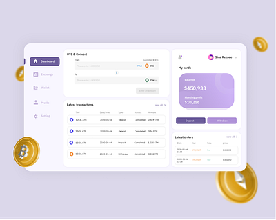 CryptoCurrency web design app coin crypto crypto app cryptocurrency illustration ui uiux