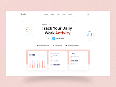SAAS Hero Section Concept agency website ui app landing page creative saas creative ui modern saas saas header saas hero saas landing page task management