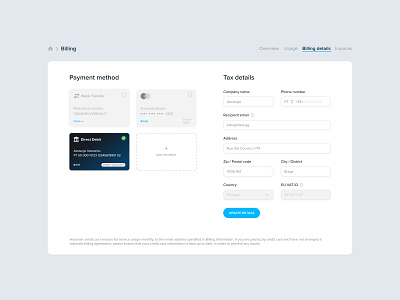 Payment Method add payment billing billing information credit card dashb dashboard details overview payment ui