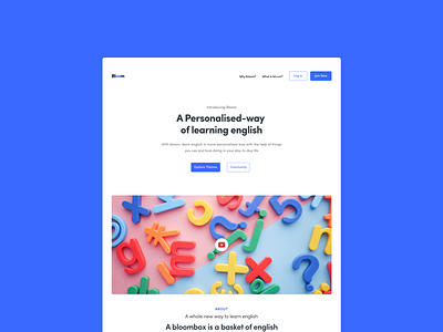 Bloom - Theme based learning platform branding design e education e learning education english language language learning learning responsive design ui uiux ux web design website