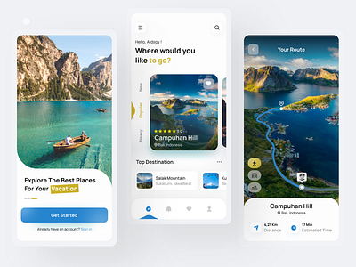 Travel App Concept adventure booking app clean destination gps minimalist mobile route tourism app travel travel app travel booking travelling trip ui uidesign uiux ux vacation vacation app