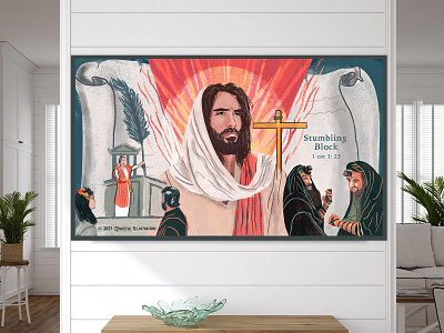 Youth Ministry Art #1 Stumbling Block bible color cross digital art drawing frame gentiles god golgotha greeks illustration jesus jesus christ jewish leaders jews painting son of god stumbling block texture youth ministry