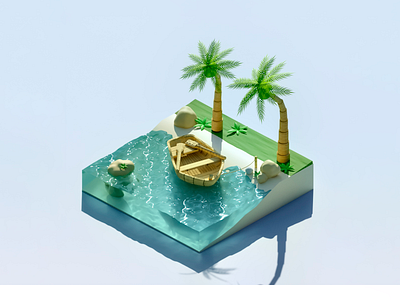 Island Illustration 3d blender design illustration island tropic