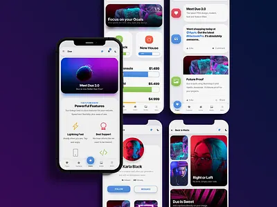 Duo Mobile | Mobile Kit & PWA - App Template app app template article design blog app card based app card layout content content app content based website design gradient app gradient ui mobile modern design neon app neon colors neon design sidebar site template ui