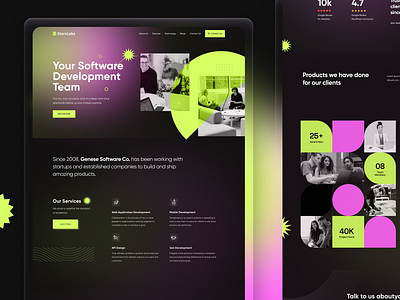 Agency Website Landing Page agency app black branding clean dark mode dark ui design digital futuristic illustration logo marketing minimal mobile neon ui vector