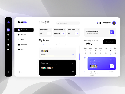 Task Manager Dashboard+Sidebar dashboard design figma interface manager sidebar task manager ui ux